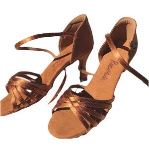 Women's RoseMoli Rhythm Latin Dance Shoes Ballroom Salsa Copper Gold 37 6.5